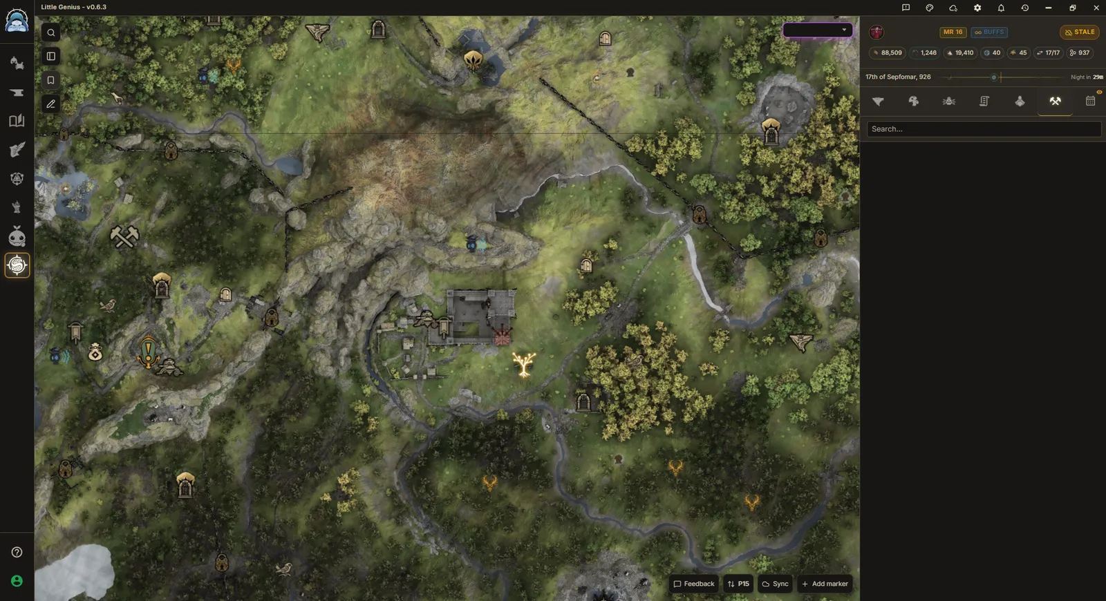 Soulmap, the interactive Soulframe map, showing markers across the world